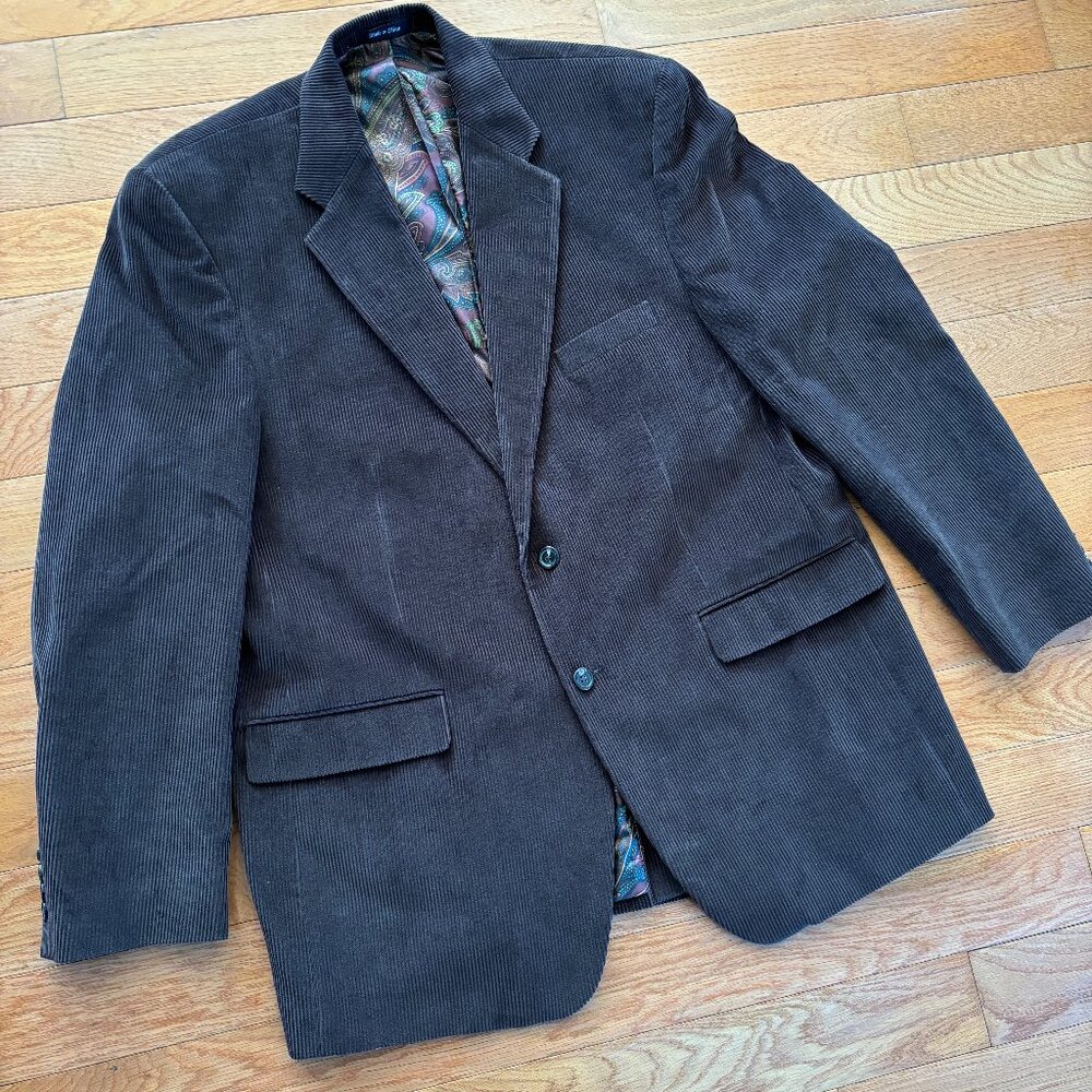 Lauren Ralph Lauren Blazer Mens 46L Dark‎ Brown Corduroy Jacket Sports Coat